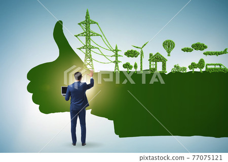 Green environment concept with businessman Green environment concept with businessman 77075121