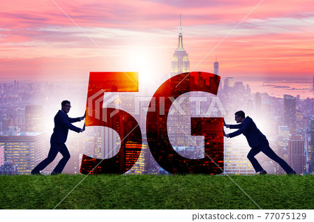 5G communication network concept with silhouettes 77075129