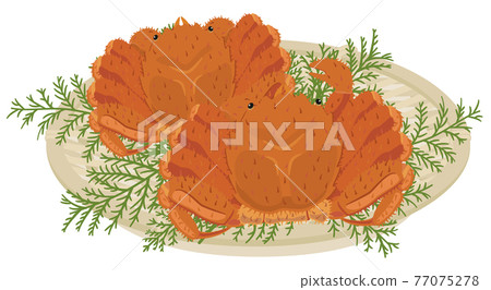Hairy crab on a colander 77075278