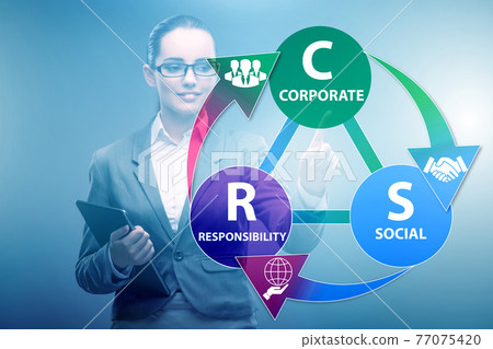 Concept of CSR - corporate social responsibility with businesswo 77075420