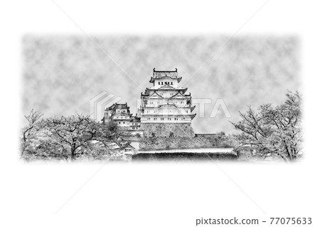 世界文化遺產國寶“姬路城”水墨畫風格圖文 77075633