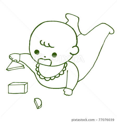 Baby playing with blocks 77076039