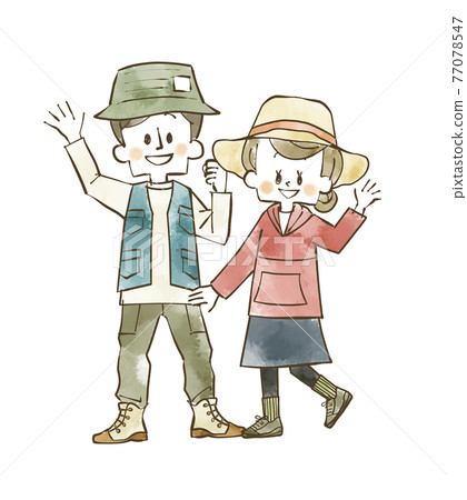 男人和女人在戶外穿揮舞著 77078547