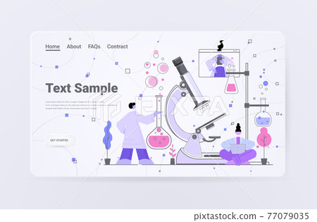 scientists working with microscope in medical laboratory researchers doing scientific experiments in lab scientists working with microscope in medical laboratory researchers doing scientific experiments in lab 77079035