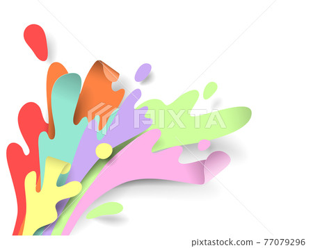 Rainbow splash water, paper art/paper cutting style Rainbow splash water, paper art/paper cutting style 77079296