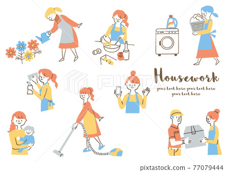 Women doing housework_set 77079444