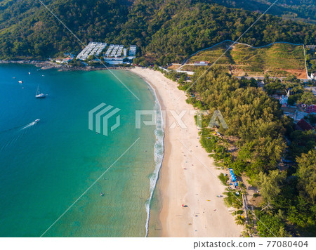 Aerial View of Naiharn beach Phuket 77080404