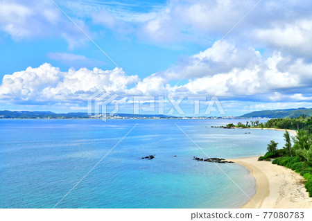 View of Nago City Center / Nago Bay area from near Kise Beach (Nago City, Okinawa Prefecture) [2020.9] 77080783