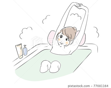 Cute woman bath time stretch 77081164