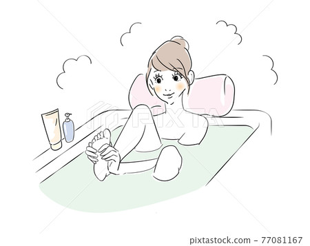 Cute woman bath time foot massage Cute woman bath time foot massage 77081167