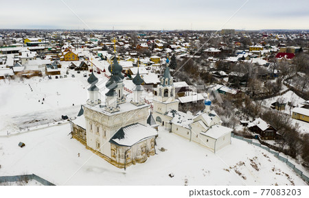 Aerial view of the Resurrection Monastery in city of Murom. Russia Aerial view of the Resurrection Monastery in city of Murom. Russia 77083203