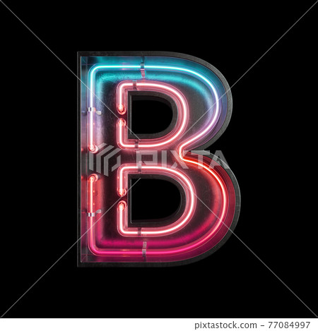 Neon Light Alphabet B With Clipping Path. - Stock Illustration ...