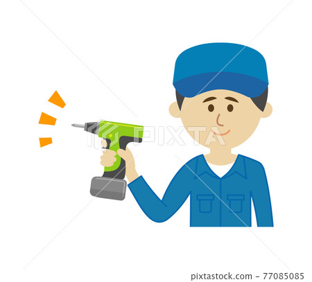 Illustration image of a trader who uses an electric screwdriver 77085085