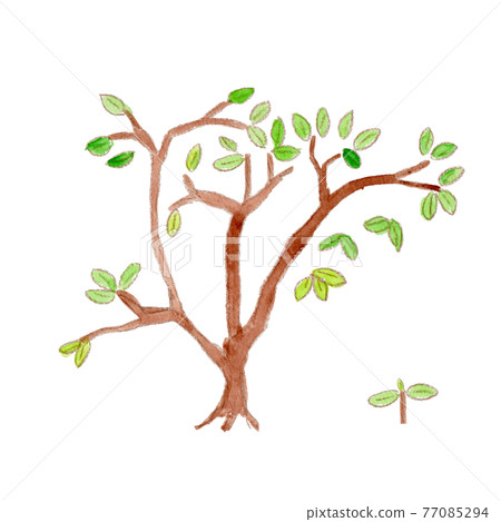 樹父母和孩子的水彩插圖 樹父母和孩子的水彩插圖 77085294