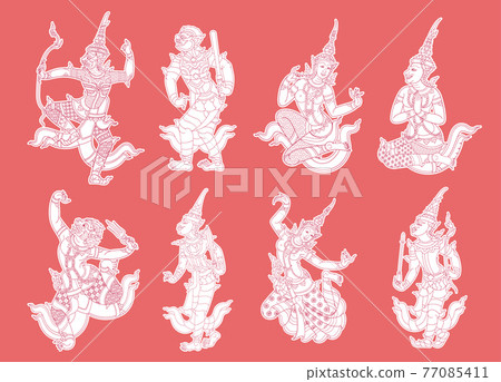 Traditional Thai Art, Vector illustration isolated Traditional Thai Art, Vector illustration isolated 77085411