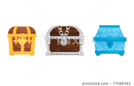Treasure Chest with Padlock and Metal Band... - Stock Illustration ...