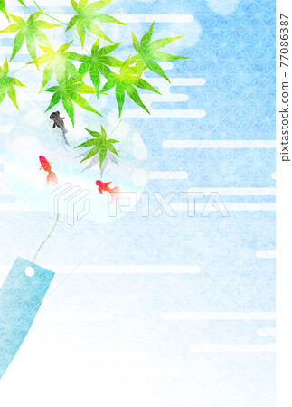 Maple wind chime summer greeting background Maple wind chime summer greeting background 77086387