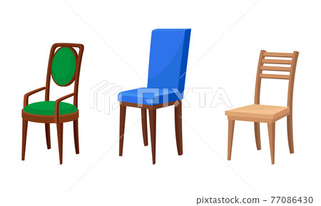 Chair as Seat and Piece of Furniture Vector Set 77086430