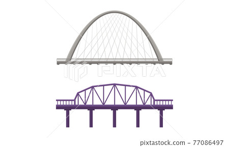 Straight Bridges Made of Metal with Baluster Vector Set 77086497