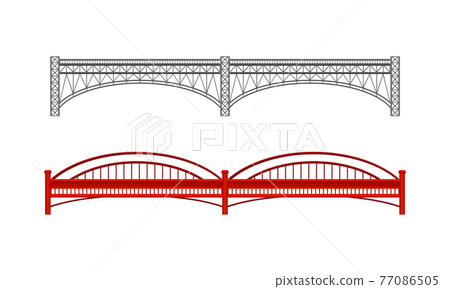 Straight Bridges Made of Metal with Baluster Vector Set Straight Bridges Made of Metal with Baluster Vector Set 77086505