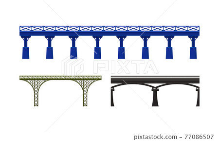 Straight Bridges Made of Metal with Baluster Vector Set 77086507