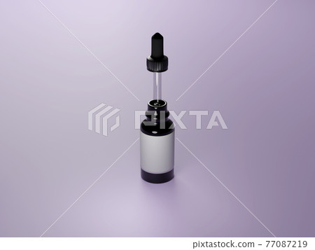 Lavender essential oil on purple studio background. 3d render of dropper bottle. homeopathy Lavender essential oil on purple studio background. 3d render of dropper bottle. homeopathy 77087219