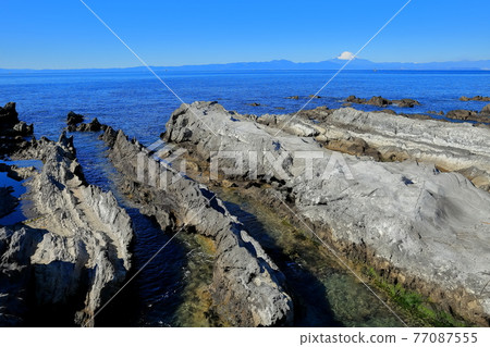 [Kanagawa] The sunny Arasaki coast and Mt. Fuji 77087555