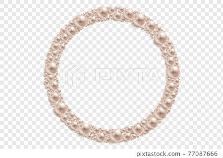 Pearl round frame. Vector mockup 77087666