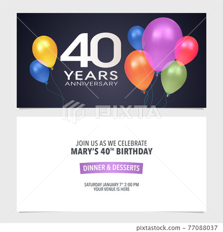 40 years anniversary invitation vector illustration. Design template element 40 years anniversary invitation vector illustration. Design template element 77088037