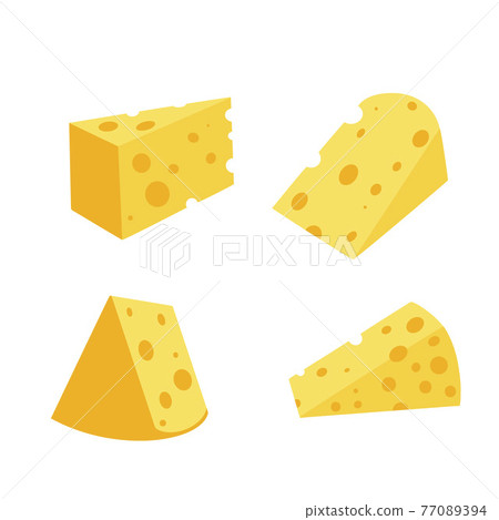 A set of cheese slices.Cheese of various shapes 77089394