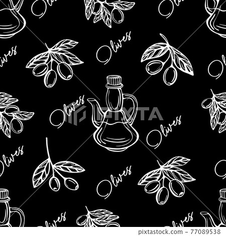 Olive oil pattern.Olive branch. ector illustration Olive oil pattern.Olive branch. ector illustration 77089538