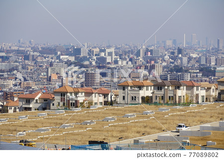 Inagi Nanzan Sky Terrace Buildings in the city center as seen from the residential construction site 77089802