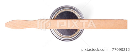 Old stirring stick with a pot of paint Old stirring stick with a pot of paint 77090213