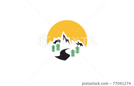 nature way with mountain hill sunset logo vector symbol icon design graphic illustration 77091274