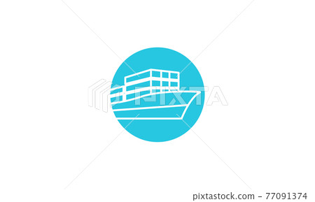 cargo ship with circle logo vector symbol icon design graphic illustration 77091374