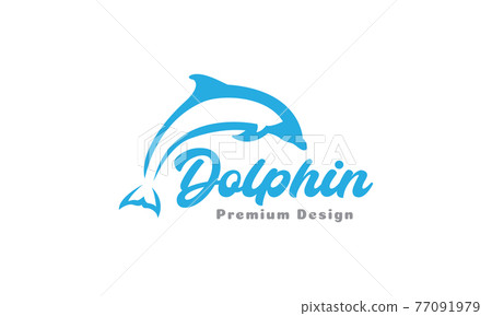 animal fish blue dolphin jump logo symbol icon vector graphic design illustration 77091979
