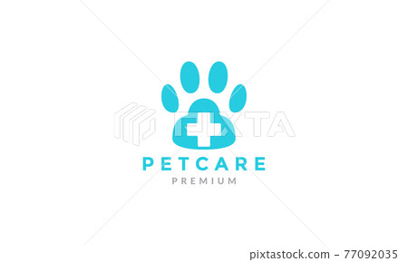 dog foot with health care logo symbol icon vector graphic design illustration 77092035