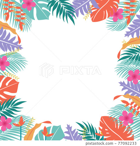 Tropical summer vector illustration frame background of several kinds of tropical plants 77092233