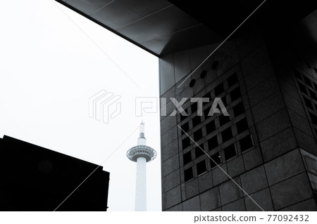 Shot of Kyoto Tower in front of JR Kyoto station in Shimogyo-ku, Kyoto-shi 77092432