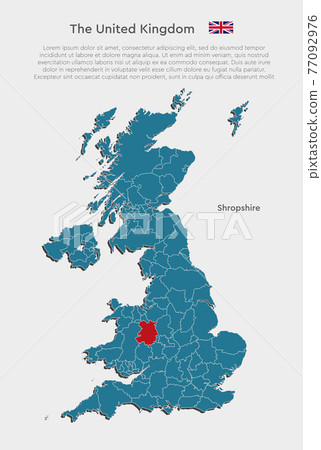 Divided map United Kingdom and region Shropshire 77092976