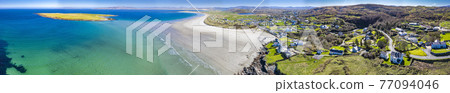 Aerial view of Portnoo in County Donegal, Ireland. 77094046