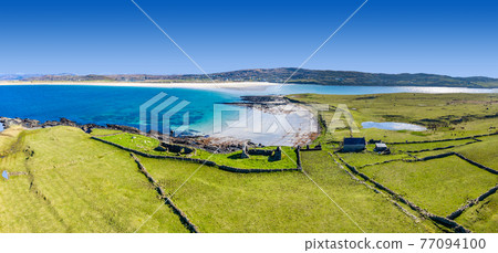 Aerial view of Portnoo in County Donegal, Ireland. 77094100