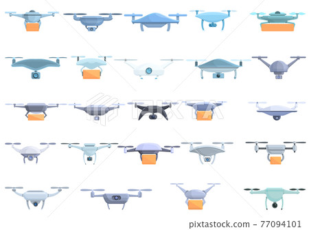Drone technology icons set, cartoon style 77094101