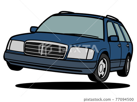 Nostalgic German Wagon Jump Blue Two-tone Car Illustration 77094500