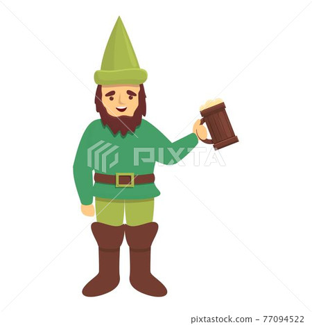 Garden gnome with beer mug icon, cartoon style Garden gnome with beer mug icon, cartoon style 77094522