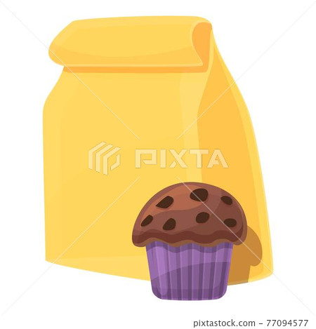 School breakfast cupcake icon, cartoon style 77094577