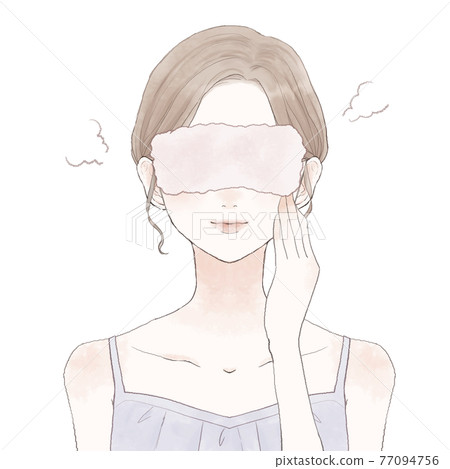 一個用熱毛巾溫暖眼睛的女人 一個用熱毛巾溫暖眼睛的女人 77094756