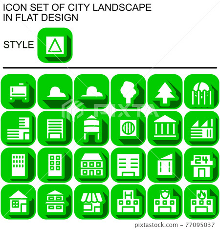 Flat design icon set for cityscape 006 Flat design icon set for cityscape 006 77095037