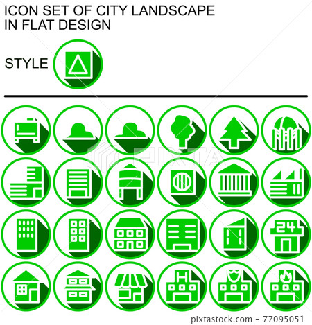 Flat design cityscape icon set 020 77095051