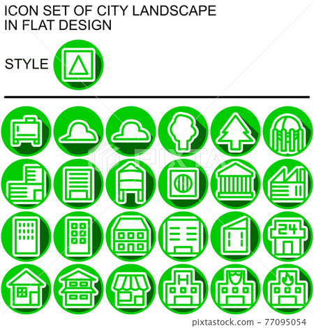 Flat design cityscape icon set 023 77095054